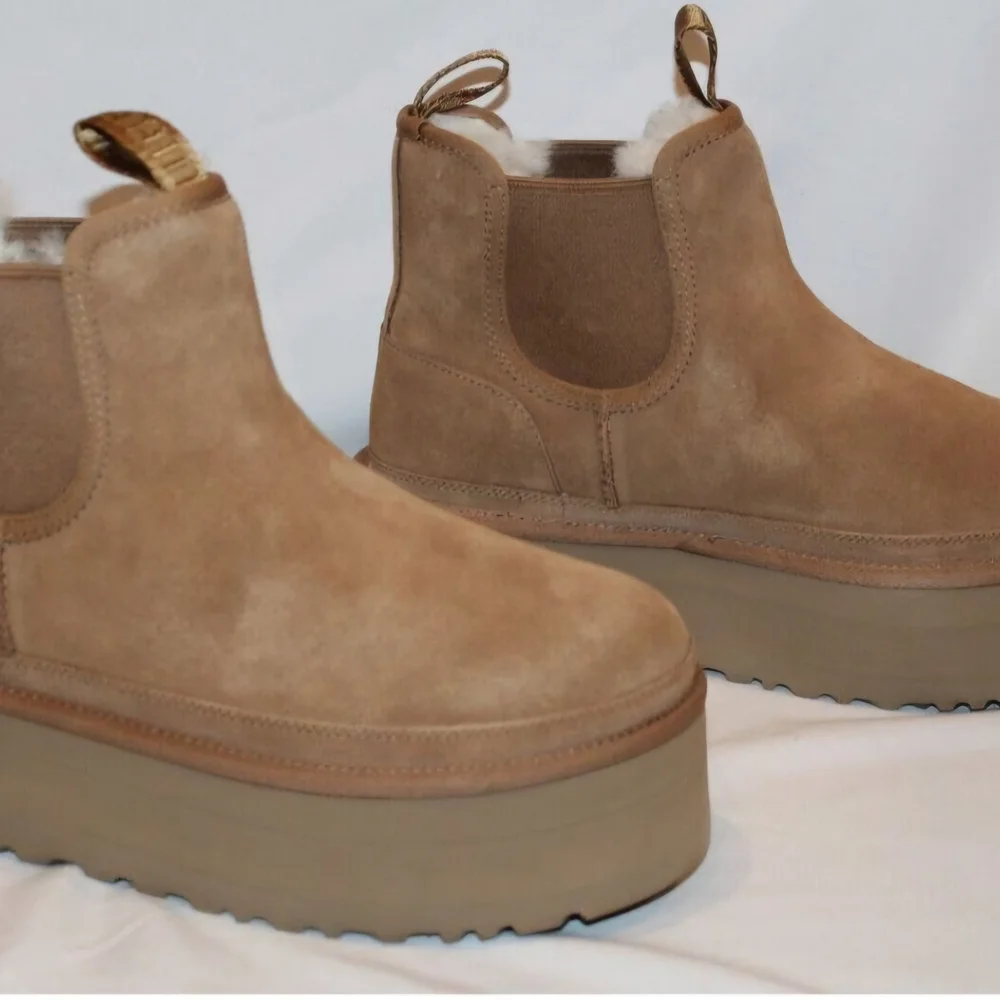 UGG Tan Suede Platform Boots - Picture 2 of 5